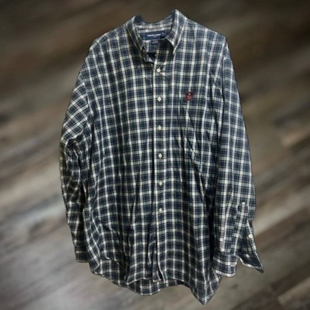 Ralph Lauren Men's Long Sleeve XL Plaid Button Down Tilden/Golf Shirt, Cotton